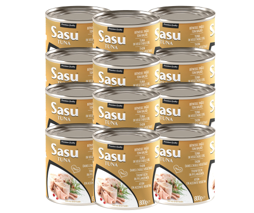 Sasu Klasik Ton Balığı 1 Koli 12x800 gr Bütün Dilim Sasu Klasik Ton Balığı 1 Koli 12x800 gr Bütün Dilim