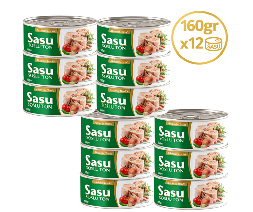 Sasu Akdeniz Usulü Ton Balığı 12x160 gr Bütün Dilim Sasu Akdeniz Usulü Ton Balığı 12x160 gr Bütün Dilim