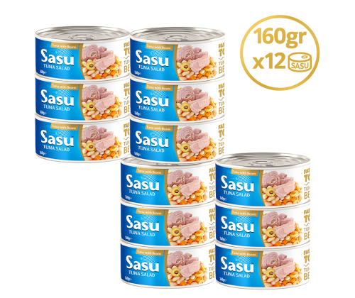Sasu Fasulyeli Ton Salata 12x160 gr İri Parça