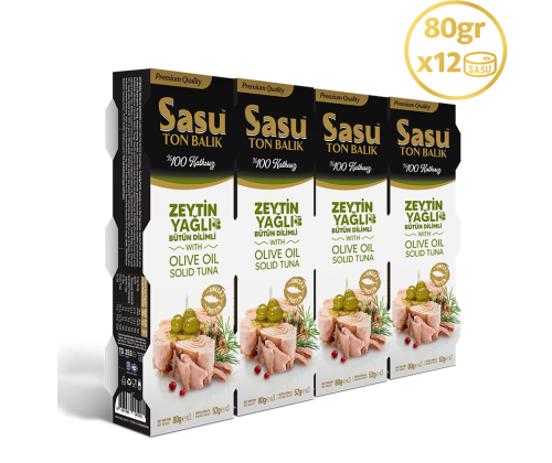 Sasu Zeytinyağlı Ton Balığı 12x80 gr Bütün Dilim