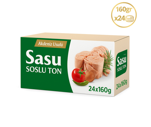 Sasu Akdeniz Usulü Ton Balığı 1 Koli 24x160 gr Bütün Dilim Sasu Akdeniz Usulü Ton Balığı 1 Koli 24x160 gr Bütün Dilim