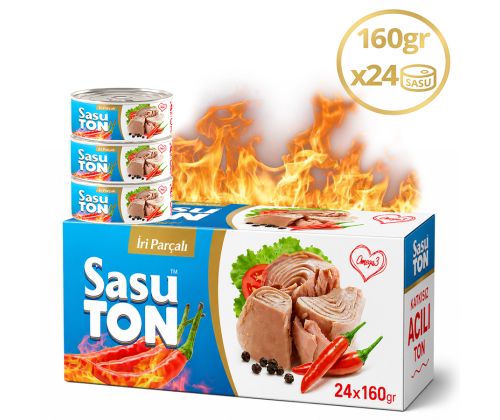 Sasu Blue Acılı Ton Balığı 1 Koli 24x160 gr İri Parça