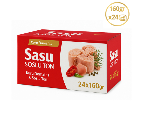 Sasu Kuru Domatesli & Soslu Ton Balığı 1 Koli 24x160 gr Bütün Dilim