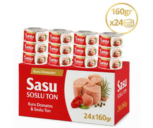 Sasu Kuru Domatesli & Soslu Ton Balığı 1 Koli 24x160 gr Bütün Dilim Sasu Kuru Domatesli & Soslu Ton Balığı 1 Koli 24x160 gr Bütün Dilim
