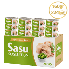 Sasu Jalapeno Biberli Ton Balığı 1 Koli 24x160 gr Bütün Dilim