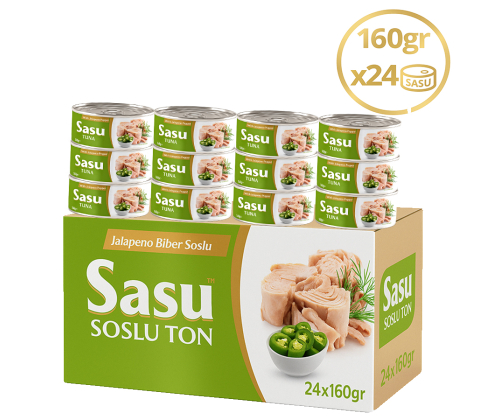 Sasu Jalapeno Biberli Ton Balığı 1 Koli 24x160 gr Bütün Dilim Sasu Jalapeno Biberli Ton Balığı 1 Koli 24x160 gr Bütün Dilim