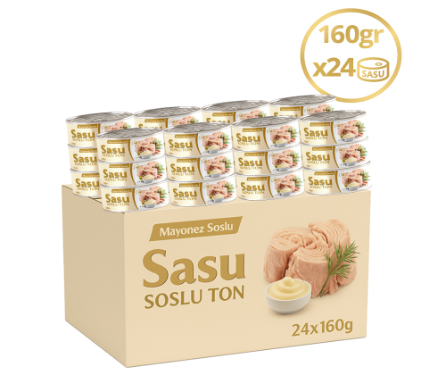 Sasu Mayonez Soslu Ton Balığı 1 Koli 24x160 gr İri Parça Sasu Mayonez Soslu Ton Balığı 1 Koli 24x160 gr İri Parça