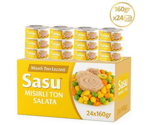 Sasu Mısırlı Ton Salata 1 Koli 24x160 gr İri Parça
