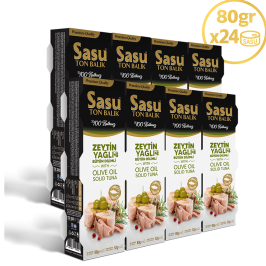 Sasu Zeytinyağlı Ton Balığı 1 Koli 24x80 gr Bütün Dilim