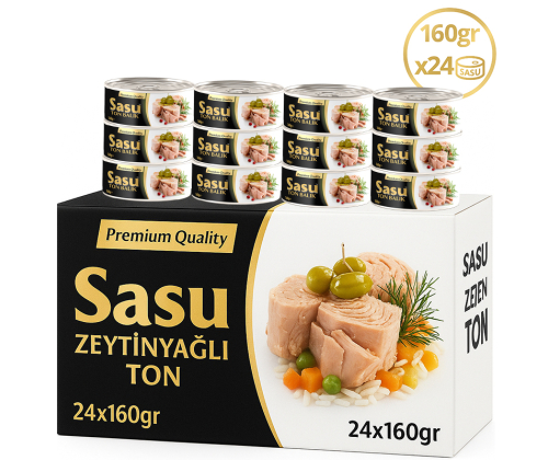Sasu Zeytinyağlı Ton Balığı 1 Koli 24x160 gr Bütün Dilim