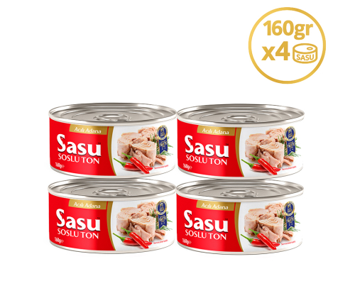 Sasu Acılı Ton Balığı 4x160 gr Bütün Dilim Sasu Acılı Ton Balığı 4x160 gr Bütün Dilim