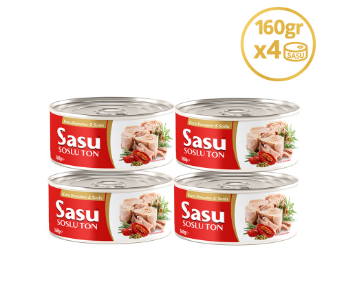 Sasu Kuru Domatesli & Soslu Ton Balığı 4x160 gr Bütün Dilim