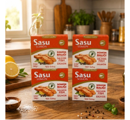 Sasu Zeytinyağlı Somon Balığı 4x160 gr Sasu Zeytinyağlı Somon Balığı 4x160 gr