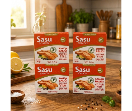 Sasu Zeytinyağlı Somon Balığı 4x160 gr Sasu Zeytinyağlı Somon Balığı 4x160 gr