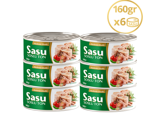 Sasu Akdeniz Usulü Ton Balığı 6x160 gr Bütün Dilim Sasu Akdeniz Usulü Ton Balığı 6x160 gr Bütün Dilim