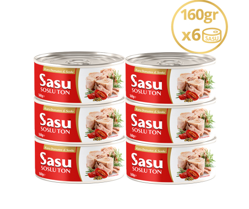Sasu Kuru Domatesli & Soslu Ton Balığı 6x160 gr Bütün Dilim