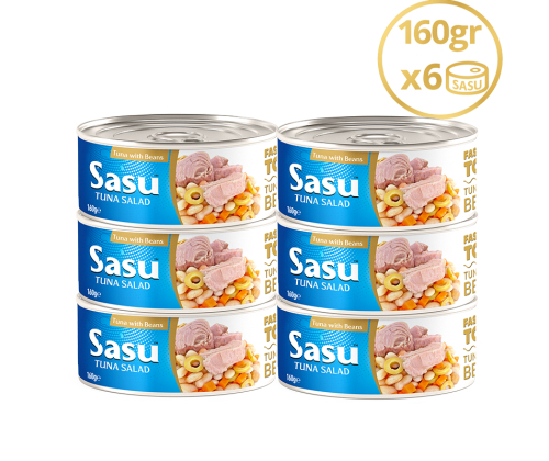 Sasu Fasulyeli Ton Salata 6x160 gr İri Parça
