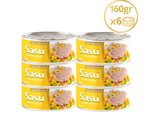 Sasu Mısırlı Ton Salata 6x160 gr İri Parça Sasu Mısırlı Ton Salata 6x160 gr İri Parça