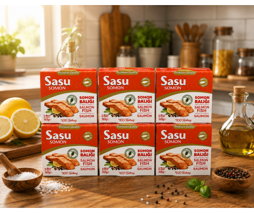 Sasu Zeytinyağlı Somon Balığı 6x160 gr Sasu Zeytinyağlı Somon Balığı 6x160 gr
