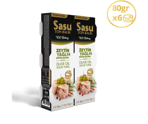 Sasu Zeytinyağlı Ton Balığı 6x80 gr Bütün Dilim