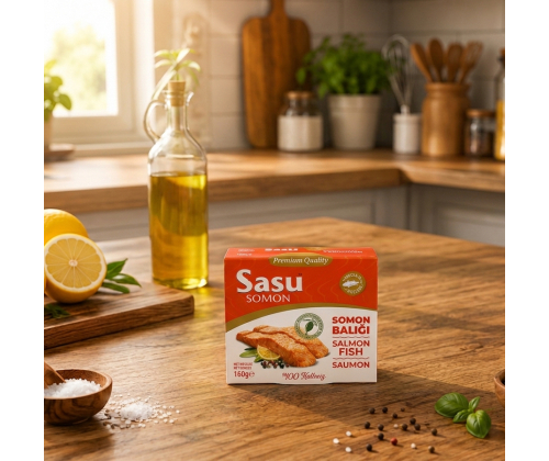Sasu Zeytinyağlı Somon Balığı 160 gr Sasu Zeytinyağlı Somon Balığı 160 gr