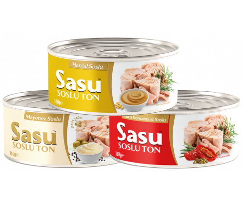Sasu Mayonez Soslu Ton 160 gr + Kuru Domates Soslu Ton 160 gr + Hardal Soslu Ton 160 gr Sasu Mayonez Soslu Ton 160 gr + Kuru Domates Soslu Ton 160 gr + Hardal Soslu Ton 160 gr