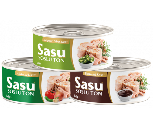 Sasu Barbekü Soslu Ton 160 gr + Jalapeno Biberi Soslu Ton 160 gr + Akdeniz Usulü Ton 160 gr